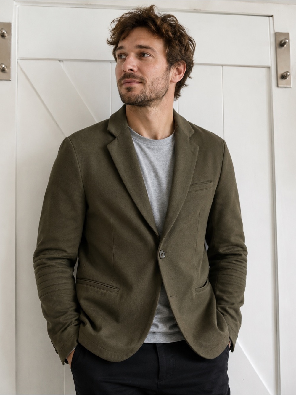Structure Olive Green Single-Button Men's Blazer. BB21